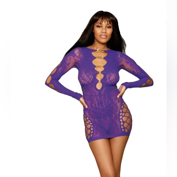 🦋B2G1🦋DREAMGIRL Short Floral Lace Pattern Chemise - Picture 1 of 7